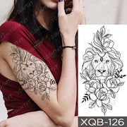 Waterproof Temporary Tattoos Snake Flower Rose Mandala Lace Fox Lion Cat Tree