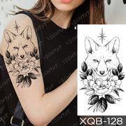 Waterproof Temporary Tattoos Snake Flower Rose Mandala Lace Fox Lion Cat Tree