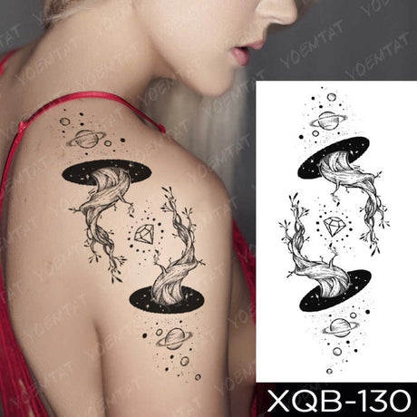 Waterproof Temporary Tattoos Snake Flower Rose Mandala Lace Fox Lion Cat Tree