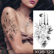 Waterproof Temporary Tattoos Snake Flower Rose Mandala Lace Fox Lion Cat Tree