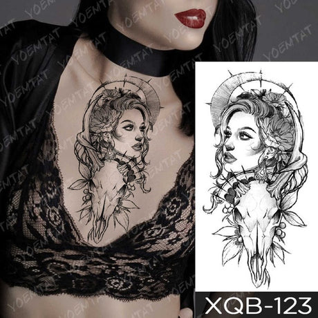 Waterproof Temporary Tattoos Snake Flower Rose Mandala Lace Fox Lion Cat Tree