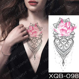 Waterproof Temporary Tattoos Snake Flower Rose Mandala Lace Fox Lion Cat Tree