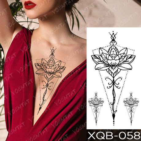 Waterproof Temporary Tattoos Snake Flower Rose Mandala Lace Fox Lion Cat Tree