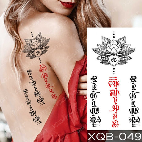 Waterproof Temporary Tattoos Snake Flower Rose Mandala Lace Fox Lion Cat Tree