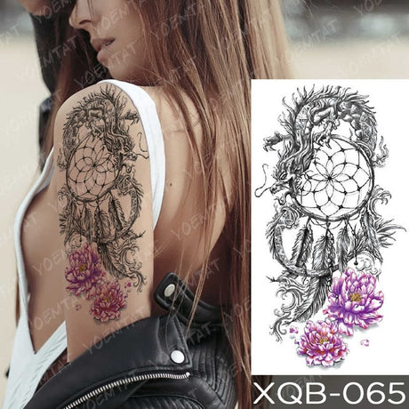 Waterproof Temporary Tattoos Snake Flower Rose Mandala Lace Fox Lion Cat Tree