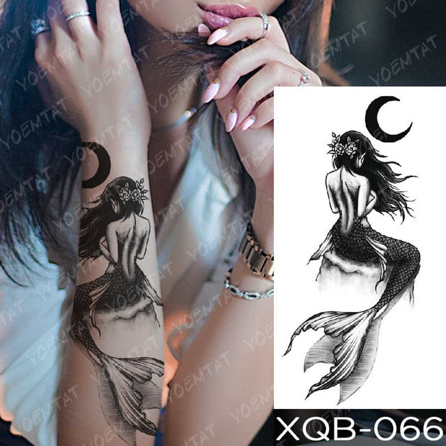 Waterproof Temporary Tattoos Snake Flower Rose Mandala Lace Fox Lion Cat Tree