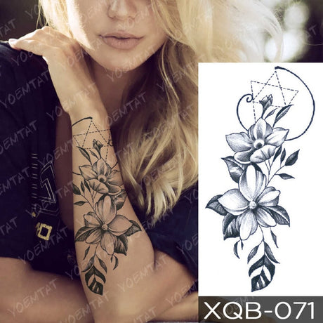 Waterproof Temporary Tattoos Snake Flower Rose Mandala Lace Fox Lion Cat Tree