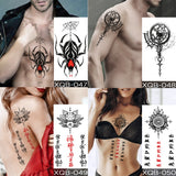 Waterproof Temporary Tattoos Snake Flower Rose Mandala Lace Fox Lion Cat Tree