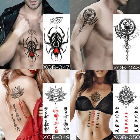 Waterproof Temporary Tattoos Snake Flower Rose Mandala Lace Fox Lion Cat Tree