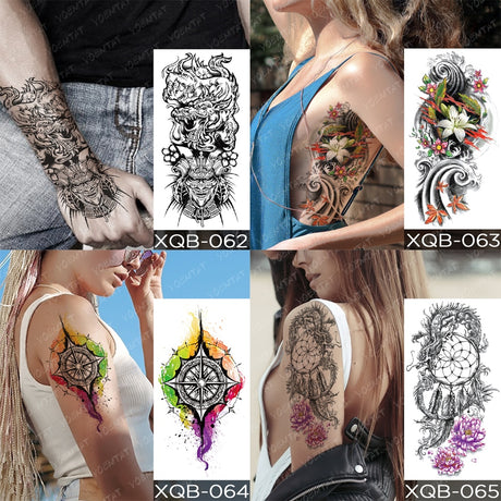 Waterproof Temporary Tattoos Snake Flower Rose Mandala Lace Fox Lion Cat Tree
