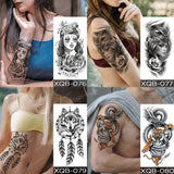 Waterproof Temporary Tattoos Snake Flower Rose Mandala Lace Fox Lion Cat Tree