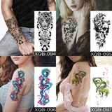 Waterproof Temporary Tattoos Snake Flower Rose Mandala Lace Fox Lion Cat Tree