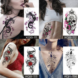 Waterproof Temporary Tattoos Snake Flower Rose Mandala Lace Fox Lion Cat Tree