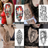 Waterproof Temporary Tattoos Snake Flower Rose Mandala Lace Fox Lion Cat Tree