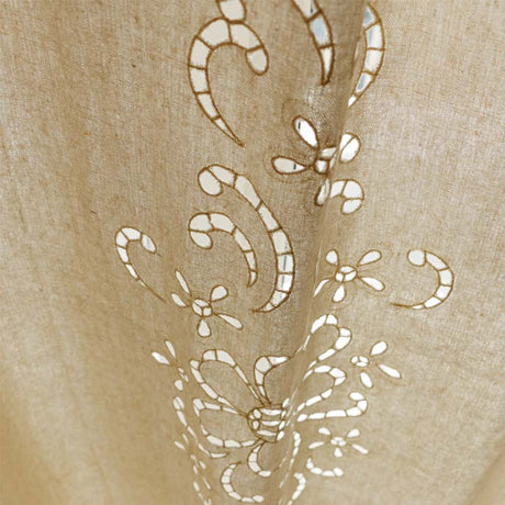 Cotton Linen Handmade Embroidered Tassel Hem Curtain