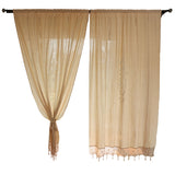 Cotton Linen Handmade Embroidered Tassel Hem Curtain