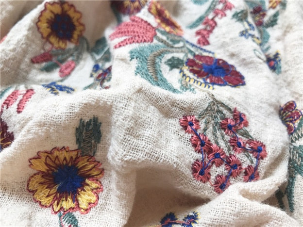Lantern Sleeve Embroidered Off The Shoulder Boho Top