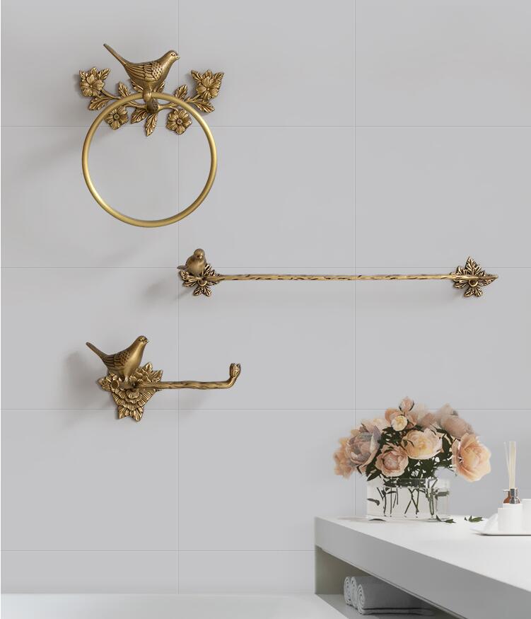 Woodland Birdy Bathroom Accessories Bird Towel Ring, Toilet Roll Holder and Towel Bar