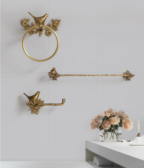 Woodland Birdy Bathroom Accessories Bird Towel Ring, Toilet Roll Holder and Towel Bar