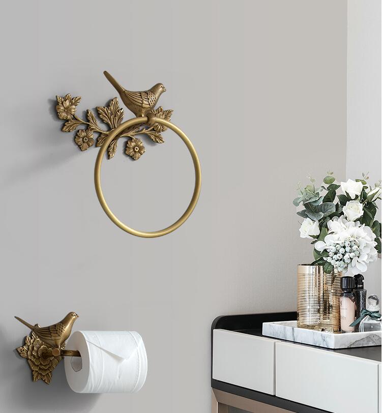 Woodland Birdy Bathroom Accessories Bird Towel Ring, Toilet Roll Holder and Towel Bar