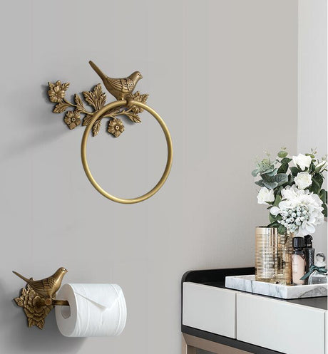 Woodland Birdy Bathroom Accessories Bird Towel Ring, Toilet Roll Holder and Towel Bar