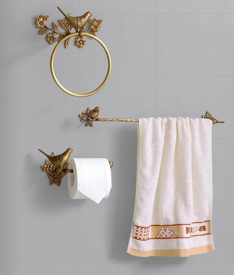 Woodland Birdy Bathroom Accessories Bird Towel Ring, Toilet Roll Holder and Towel Bar
