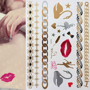 Boho Metallic Gold Feathers Festival Temporary Tattoos