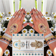 Boho Metallic Gold Feathers Festival Temporary Tattoos