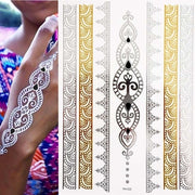 Boho Metallic Gold Feathers Festival Temporary Tattoos