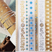 Boho Metallic Gold Feathers Festival Temporary Tattoos