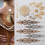 Boho Metallic Gold Feathers Festival Temporary Tattoos