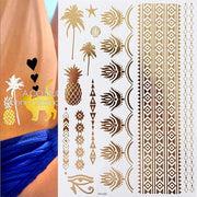 Boho Metallic Gold Feathers Festival Temporary Tattoos