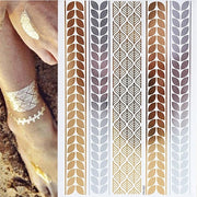 Boho Metallic Gold Feathers Festival Temporary Tattoos