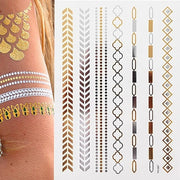 Boho Metallic Gold Feathers Festival Temporary Tattoos