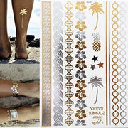 Boho Metallic Gold Feathers Festival Temporary Tattoos
