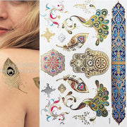 Boho Metallic Gold Feathers Festival Temporary Tattoos