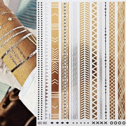 Boho Metallic Gold Feathers Festival Temporary Tattoos