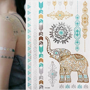 Boho Metallic Gold Feathers Festival Temporary Tattoos