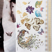 Boho Metallic Gold Feathers Festival Temporary Tattoos