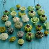 Add A Spot Of Green - One Ceramic Knob Dresser Cabinet Furniture Hardware