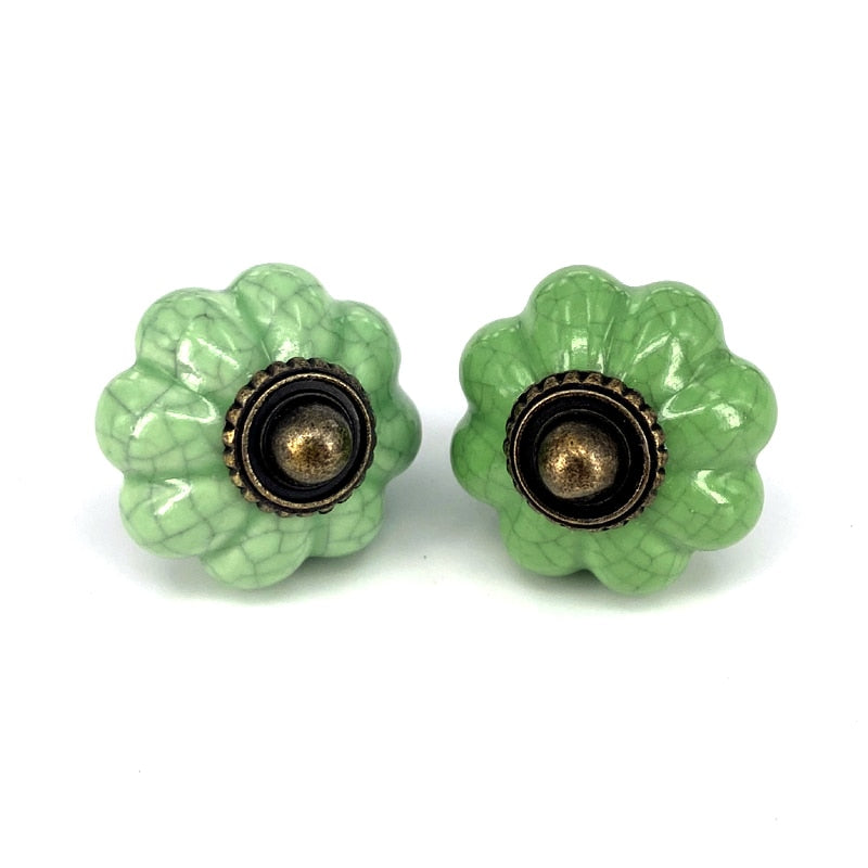 Add A Spot Of Green - One Ceramic Knob Dresser Cabinet Furniture Hardware