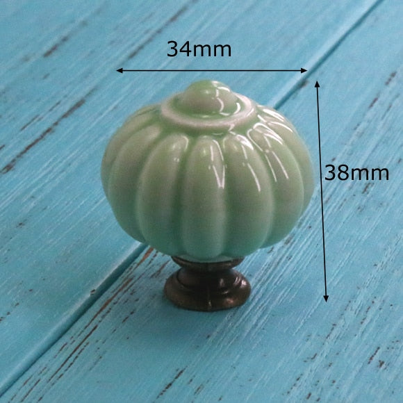 Add A Spot Of Green - One Ceramic Knob Dresser Cabinet Furniture Hardware