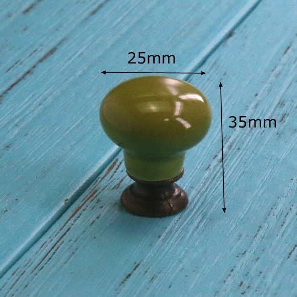 Add A Spot Of Green - One Ceramic Knob Dresser Cabinet Furniture Hardware