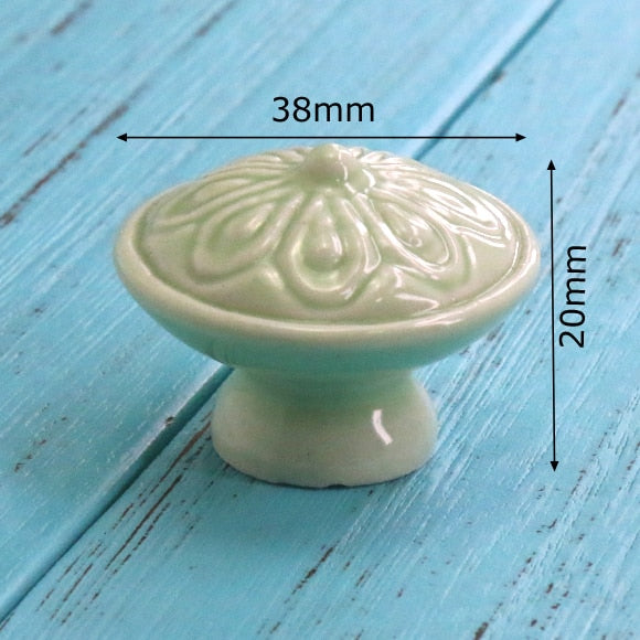 Add A Spot Of Green - One Ceramic Knob Dresser Cabinet Furniture Hardware