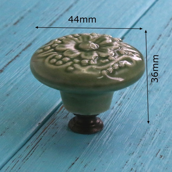 Add A Spot Of Green - One Ceramic Knob Dresser Cabinet Furniture Hardware