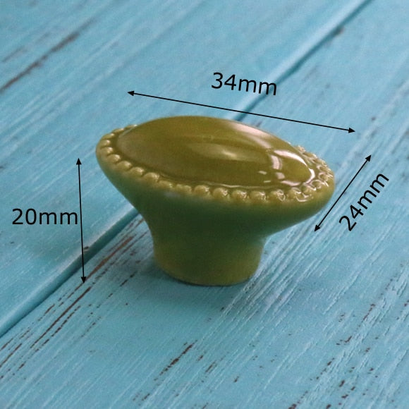 Add A Spot Of Green - One Ceramic Knob Dresser Cabinet Furniture Hardware