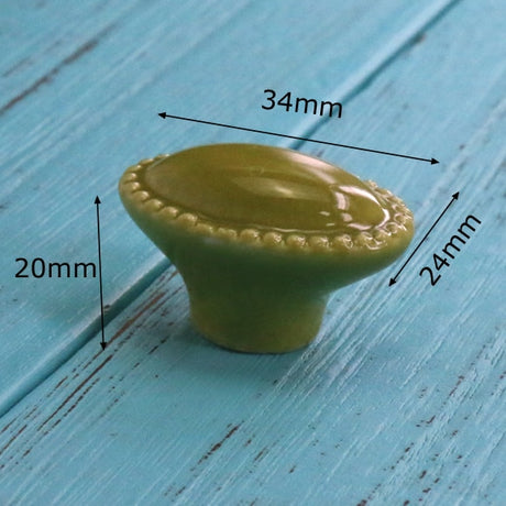 Add A Spot Of Green - One Ceramic Knob Dresser Cabinet Furniture Hardware