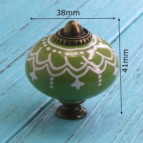 Add A Spot Of Green - One Ceramic Knob Dresser Cabinet Furniture Hardware