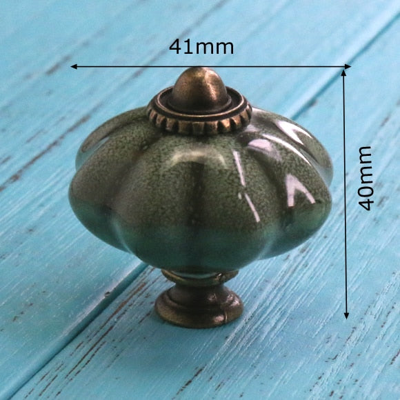 Add A Spot Of Green - One Ceramic Knob Dresser Cabinet Furniture Hardware