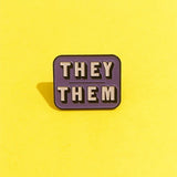 They/Them Pronouns Enamel Pin Badge - Yellow / Purple